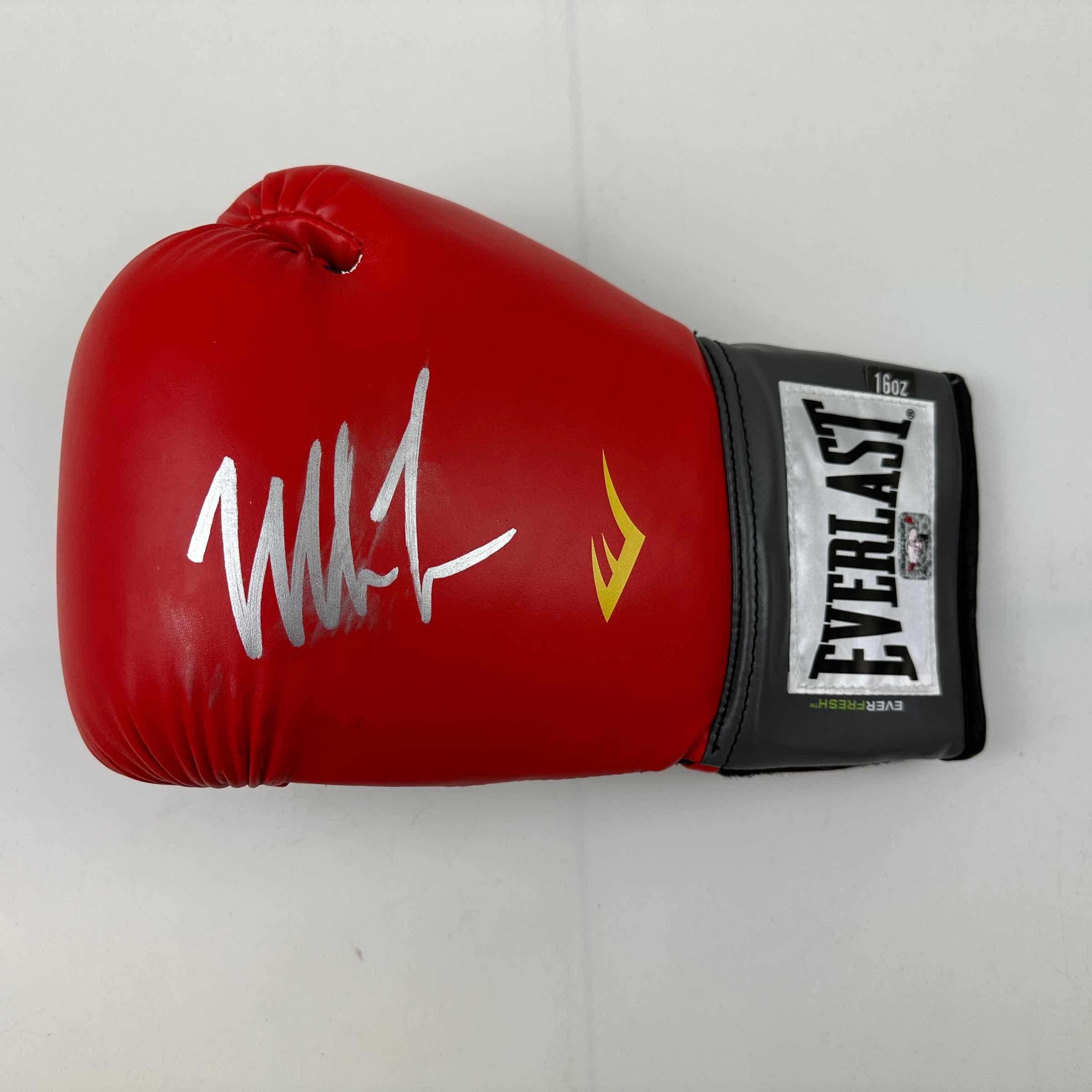 autographed-signed-mike-tyson-imperfect-red-everlast-boxing-glove-athlete-hologram-coa