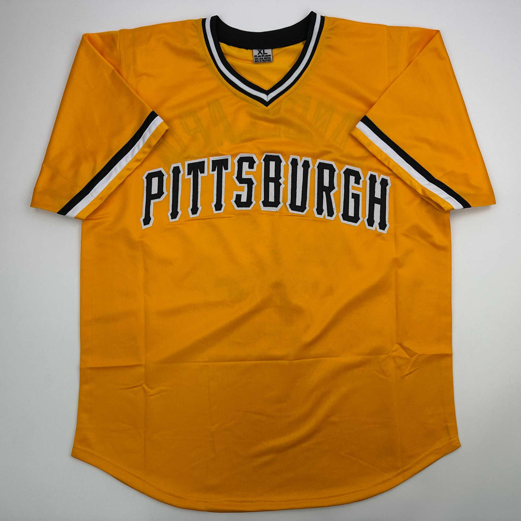 autographed-signed-john-candelaria-pittsburgh-yellow-baseball-jersey-jsa-coa