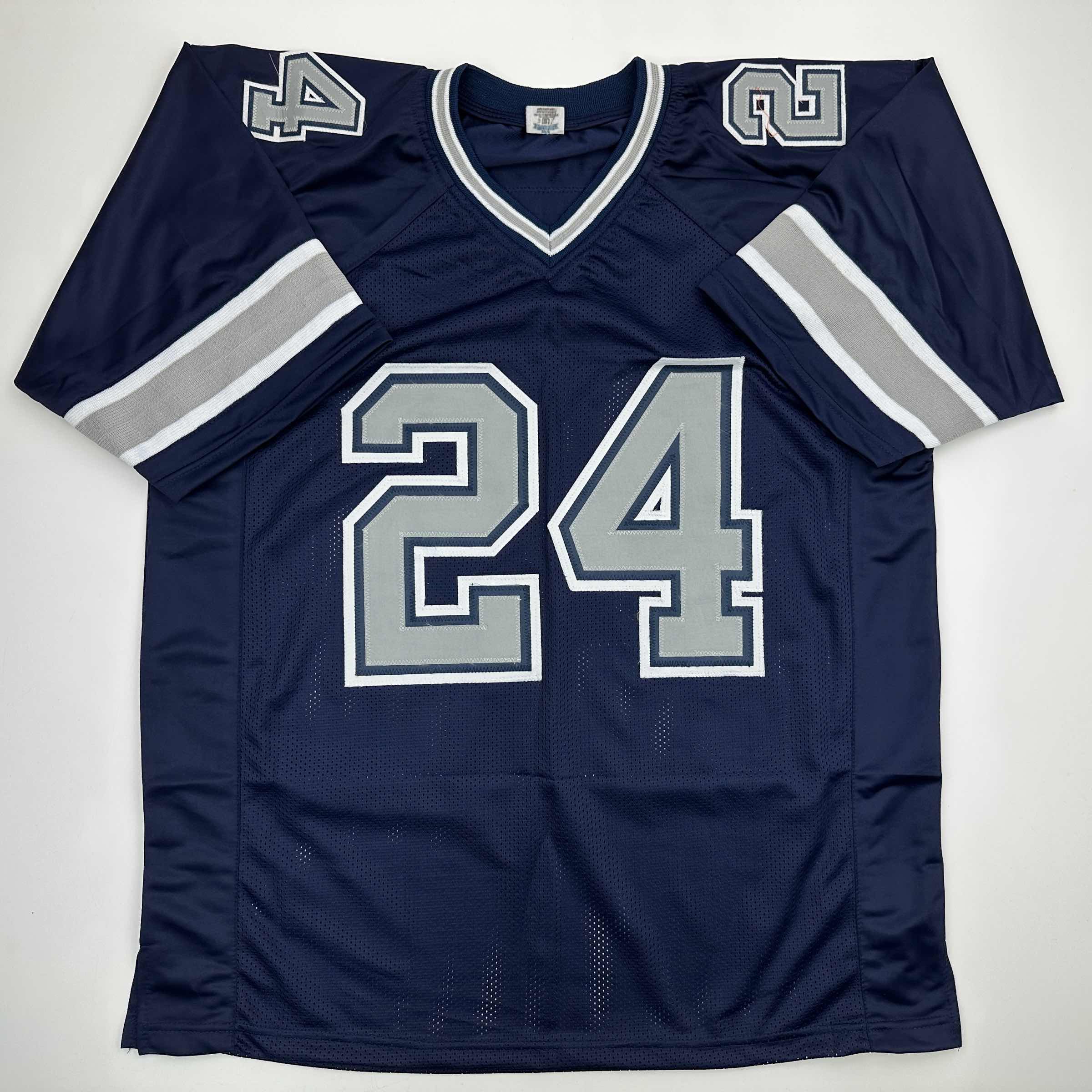 autographed-signed-everson-walls-dallas-blue-football-jersey-jsa-coa