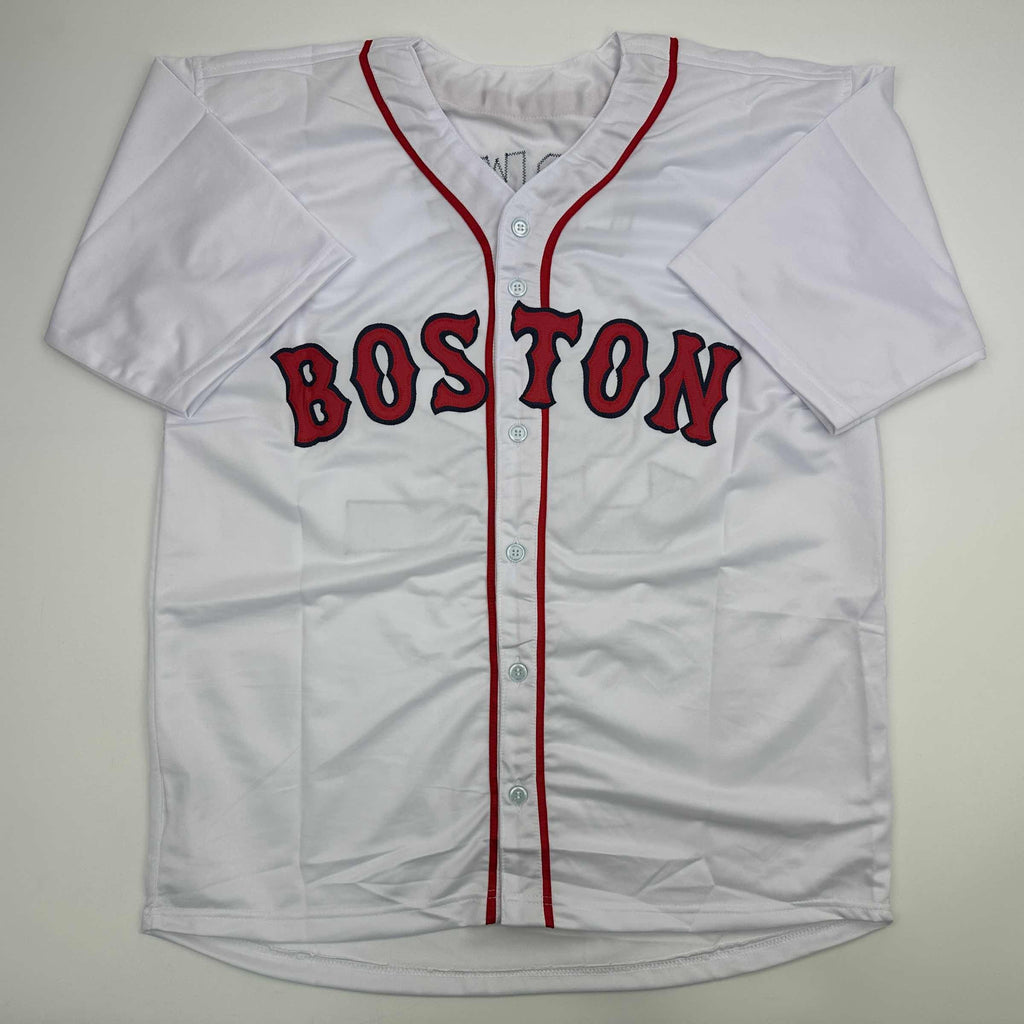 autographed-signed-derek-lowe-boston-white-baseball-jersey-beckett-bas-coa
