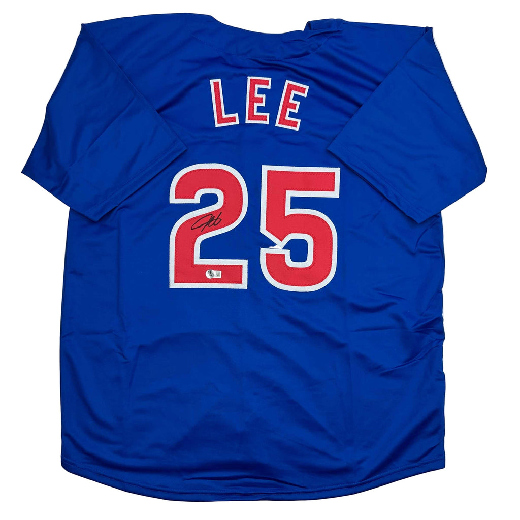 autographed-signed-derrek-lee-chicago-blue-baseball-jersey-beckett-bas-coa