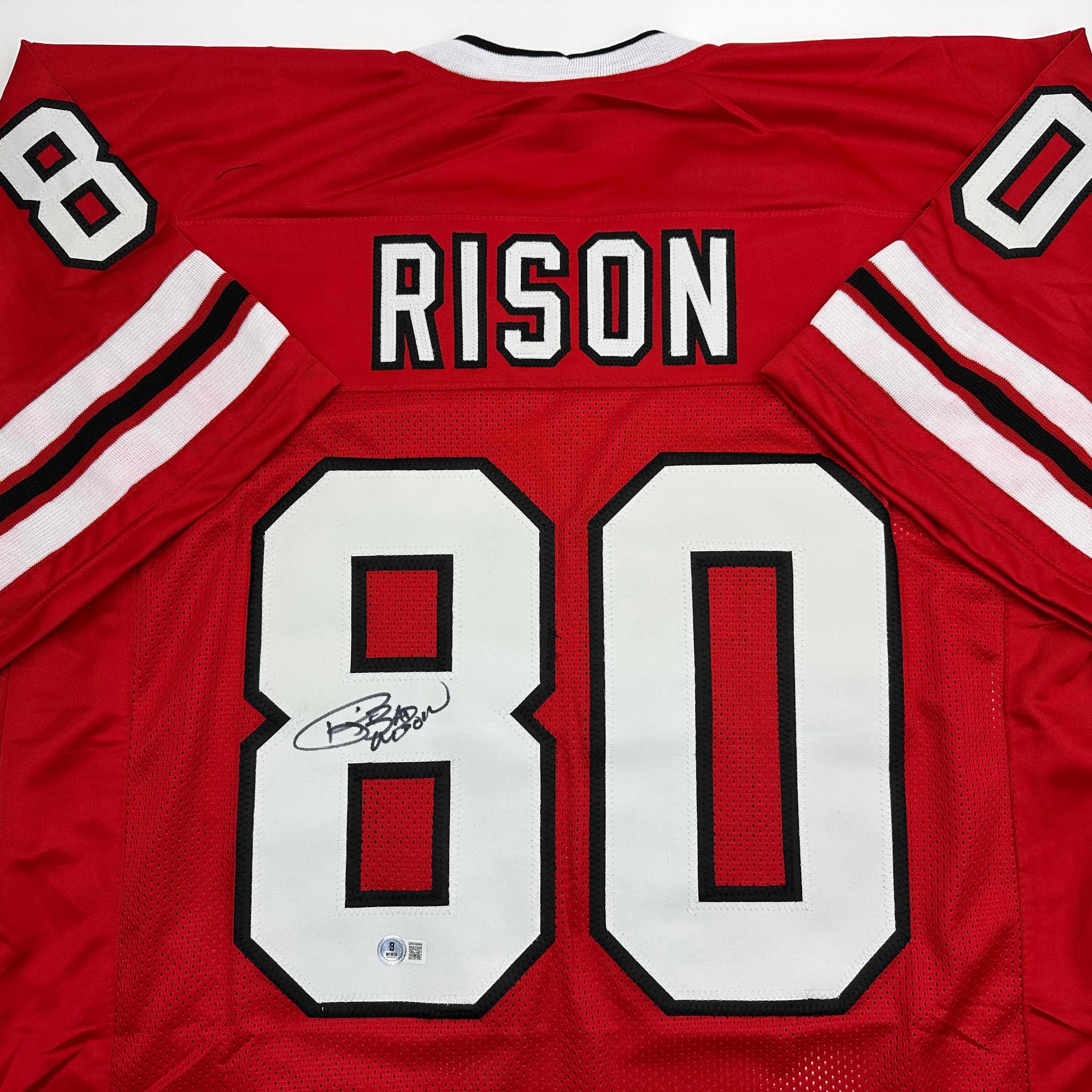autographed-signed-andre-rison-atlanta-red-football-jersey-beckett-bas-coa