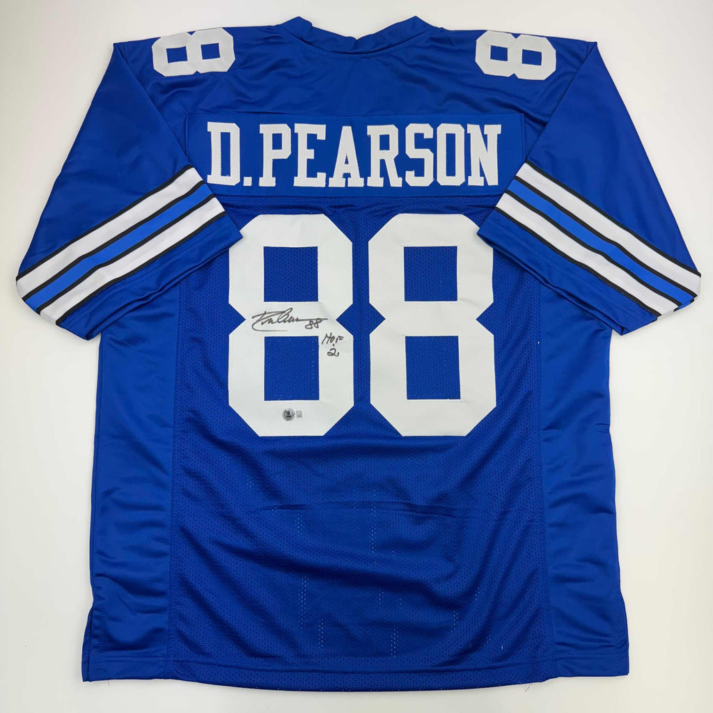 autographed-signed-drew-pearson-hof-21-dallas-blue-football-jersey-beckett-bas-coa