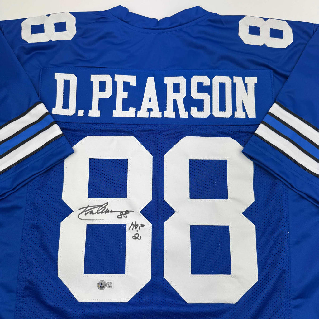 autographed-signed-drew-pearson-hof-21-dallas-blue-football-jersey-beckett-bas-coa