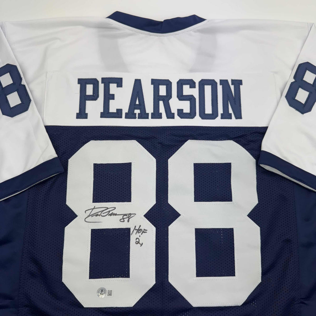 autographed-signed-drew-pearson-hof-21-dallas-thanksgiving-football-jersey-beckett-bas-coa