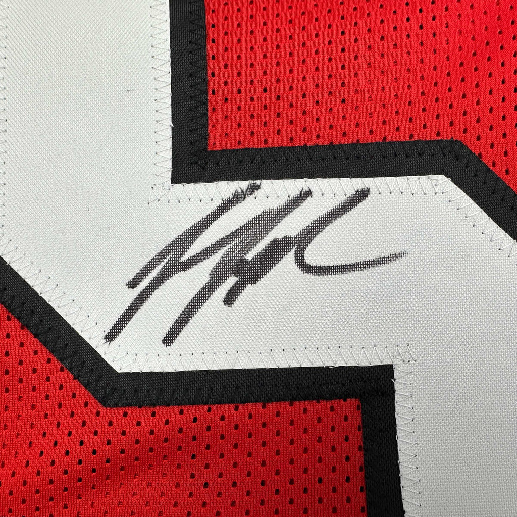autographed-signed-jessie-tuggle-atlanta-red-football-jersey-jsa-coa