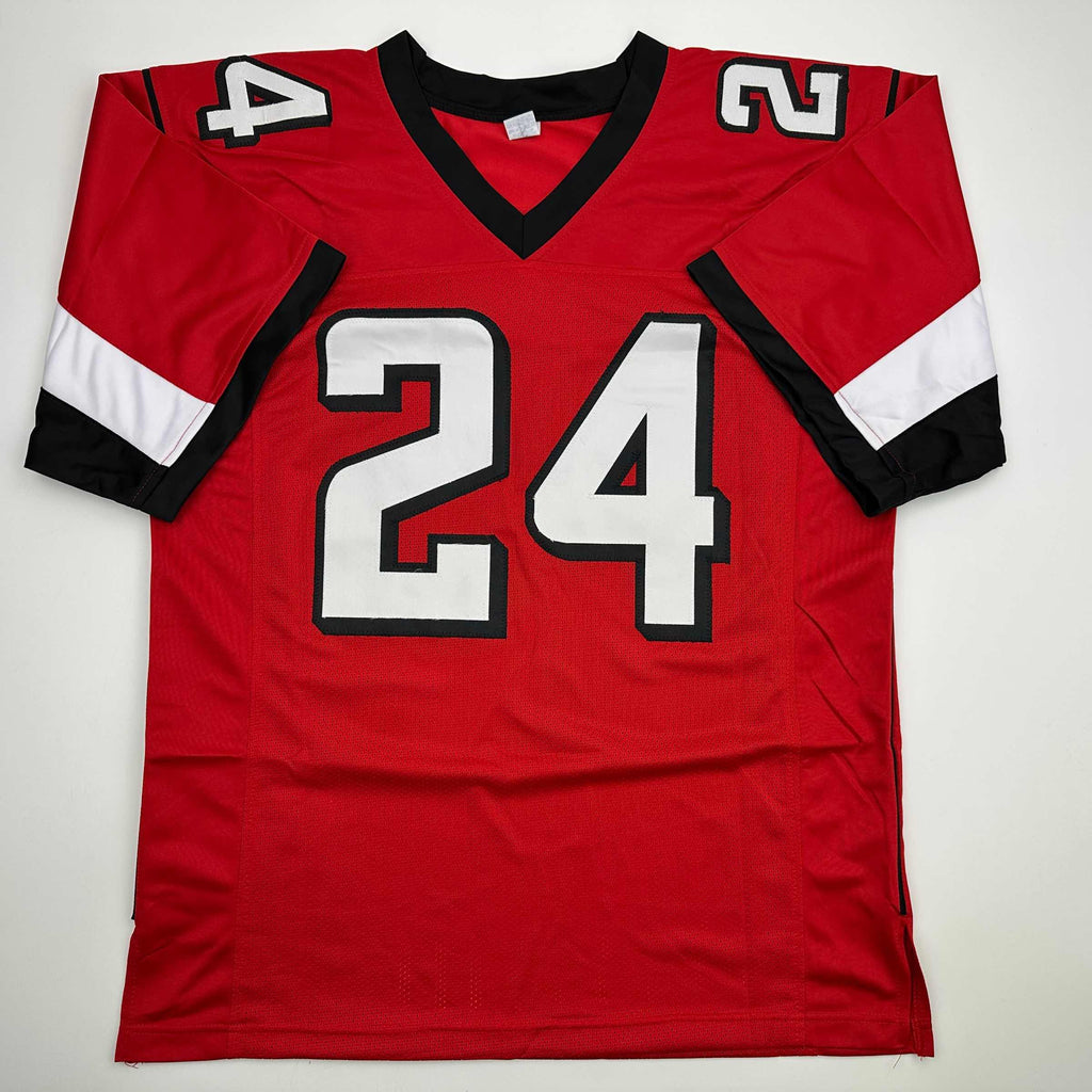 autographed-signed-devonta-freeman-atlanta-red-football-jersey-beckett-bas-coa