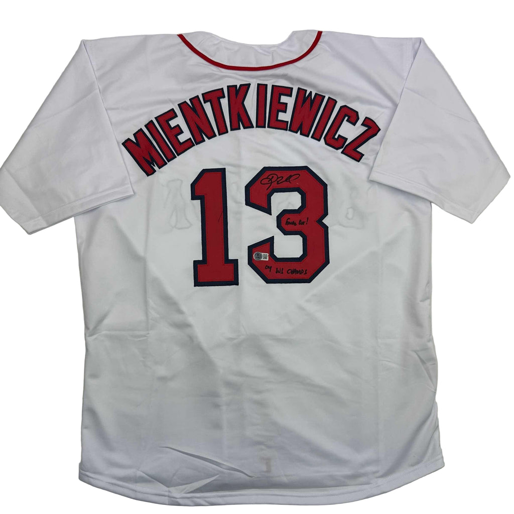 autographed-signed-doug-mientkiewicz-final-out-04-ws-champs-boston-white-baseball-jersey-beckett-bas-coa