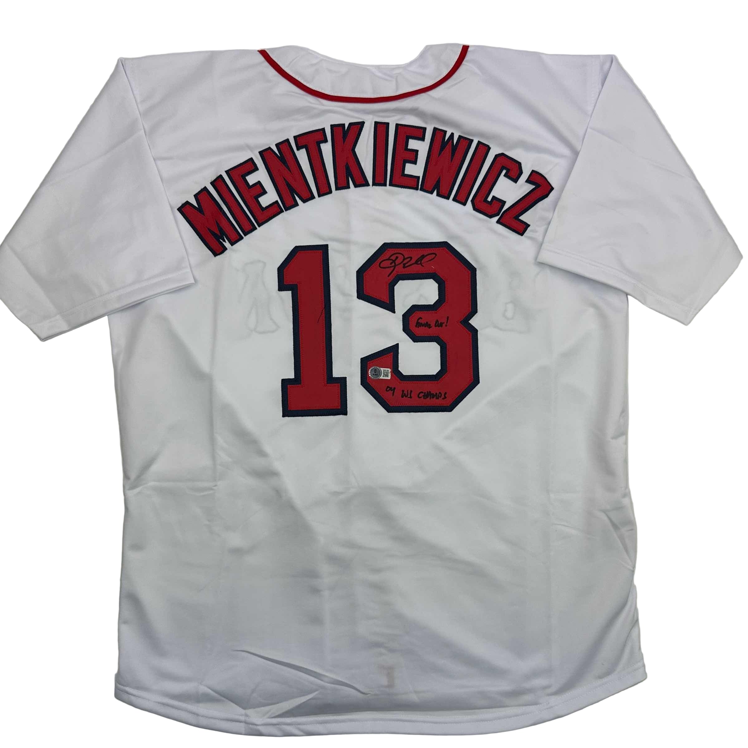 autographed-signed-doug-mientkiewicz-final-out-04-ws-champs-boston-white-baseball-jersey-beckett-bas-coa