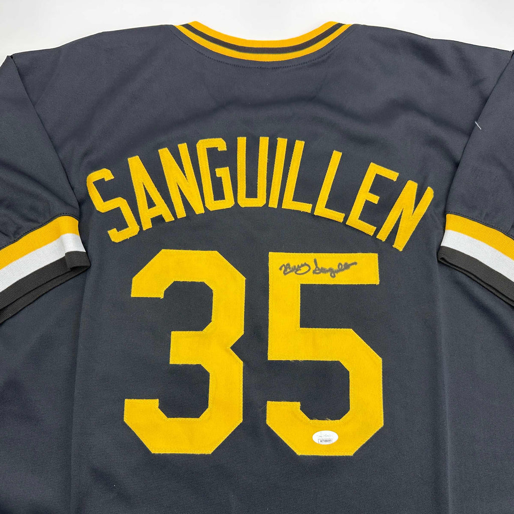 autographed-signed-manny-sanguillen-pittsburgh-black-baseball-jersey-jsa-coa