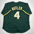 autographed-signed-lawrence-butler-oakland-green-baseball-jersey-beckett-bas-coa