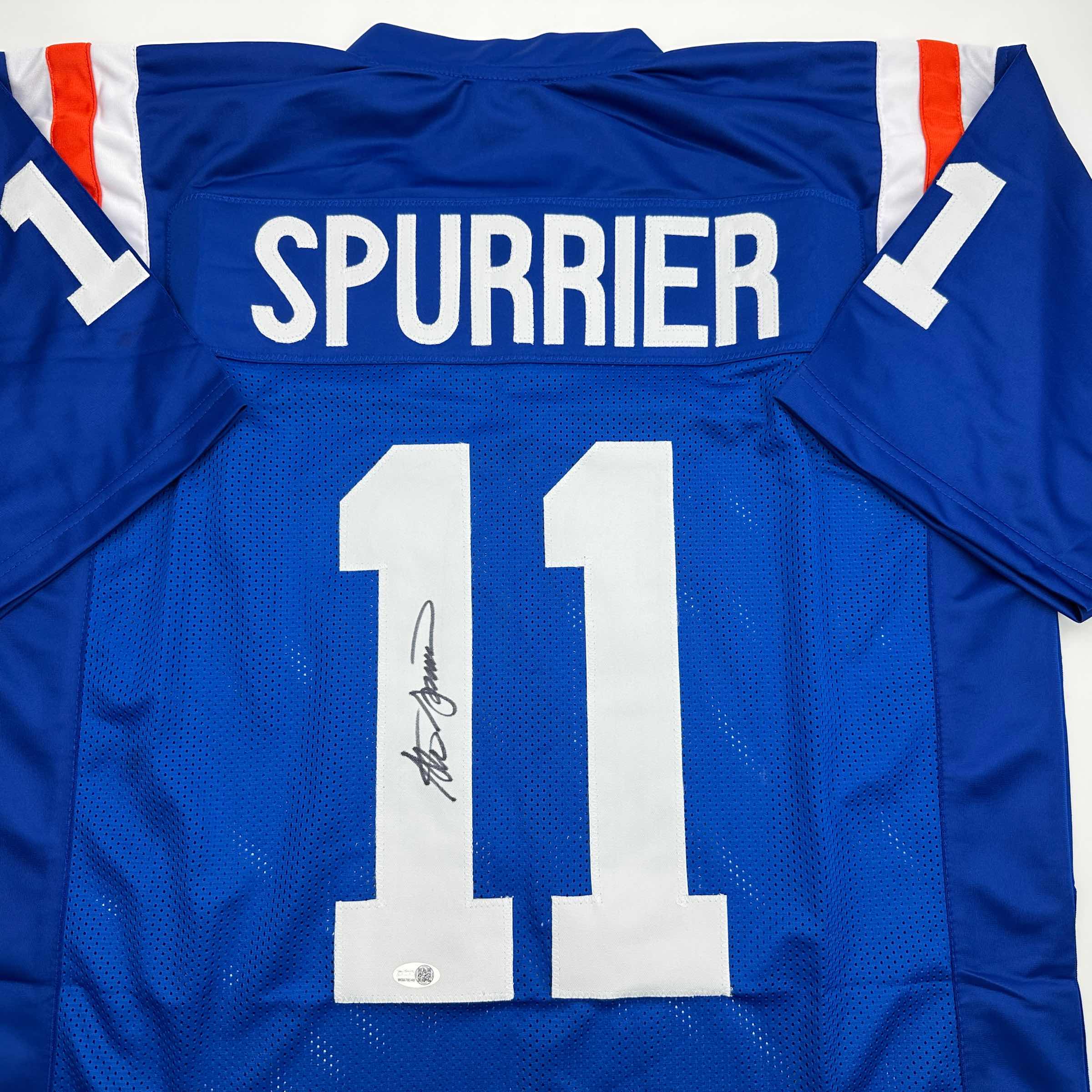 autographed-signed-steve-spurrier-florida-blue-college-football-jersey-jsa-coa