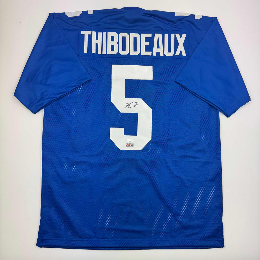 autographed-signed-kayvon-thibodeaux-new-york-blue-football-jersey-jsa-coa