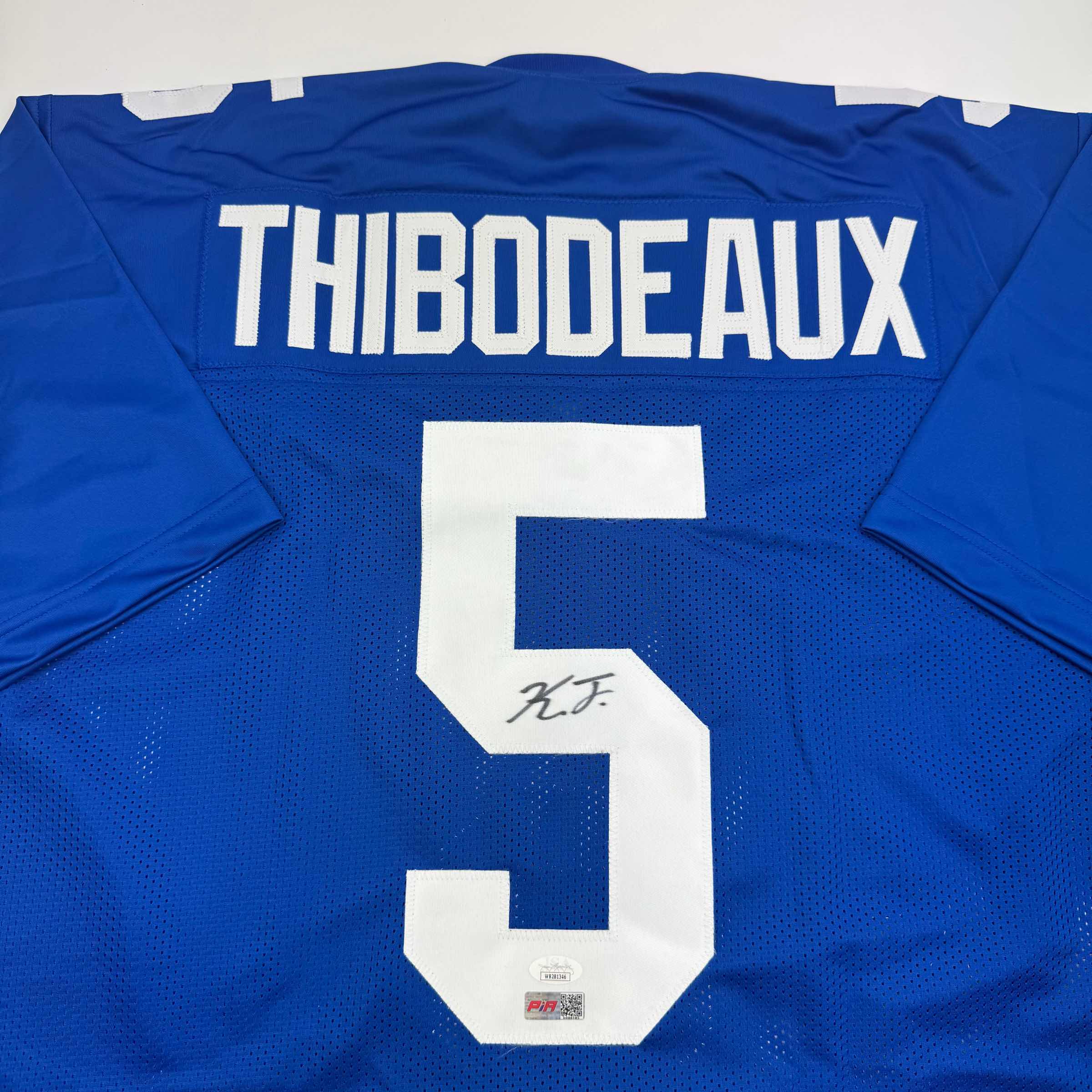 autographed-signed-kayvon-thibodeaux-new-york-blue-football-jersey-jsa-coa