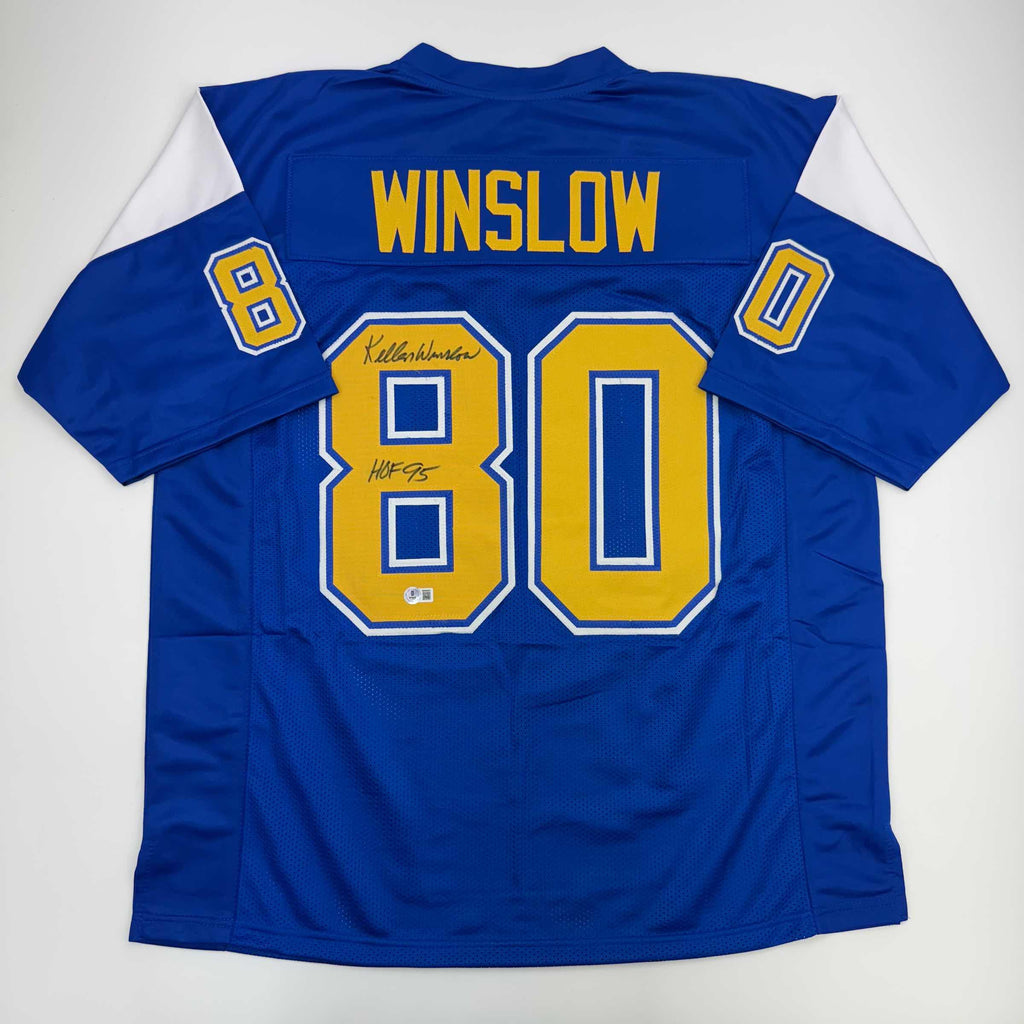 autographed-signed-kellen-winslow-hof-95-san-diego-chargers-blue-yellow-football-jersey-beckett-bas-coa