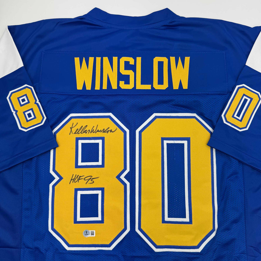 autographed-signed-kellen-winslow-hof-95-san-diego-chargers-blue-yellow-football-jersey-beckett-bas-coa