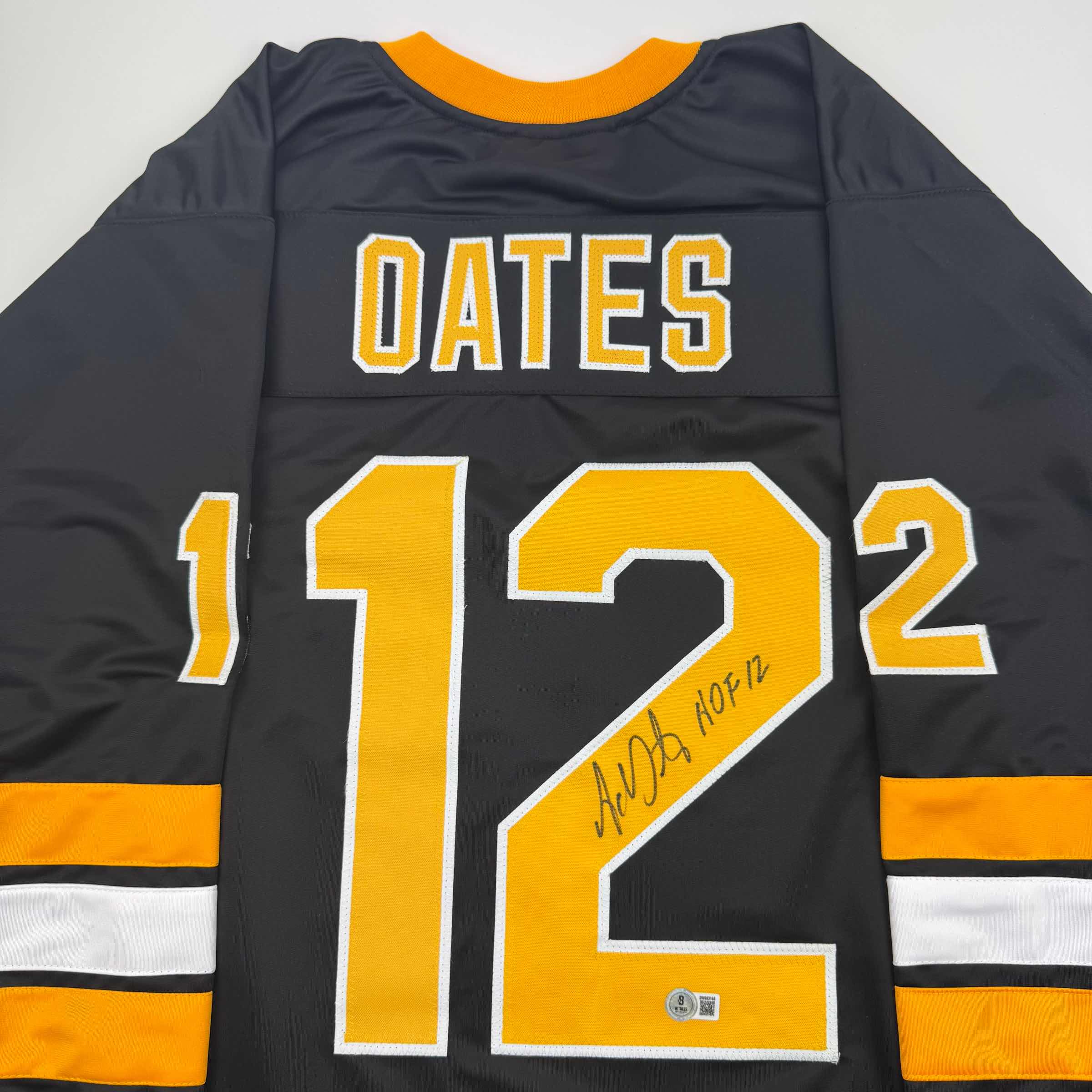 autographed-signed-adam-oates-hof-12-boston-black-hockey-jersey-beckett-bas-coa