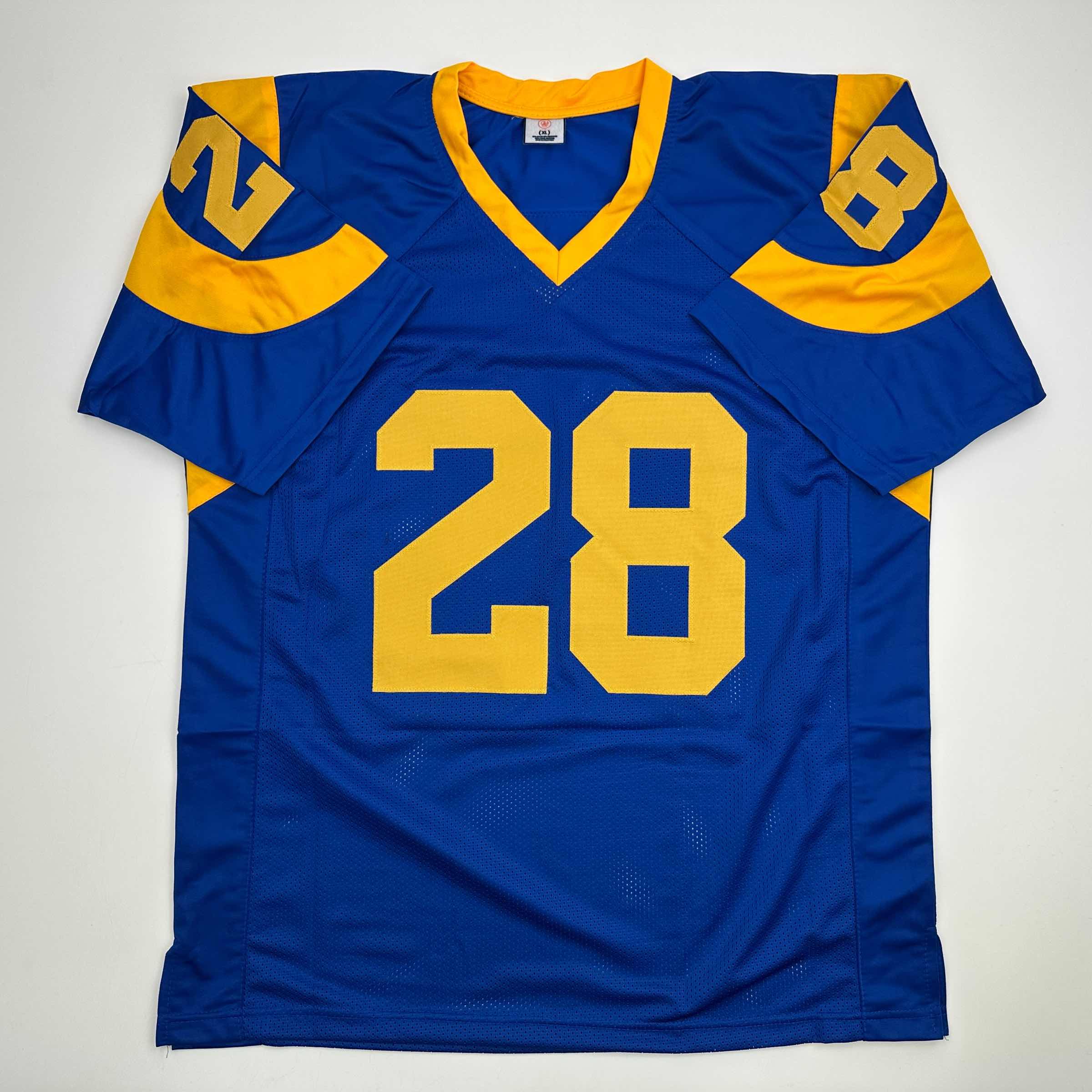 autographed-signed-marshall-faulk-st-louis-blue-football-jersey-beckett-bas-coa