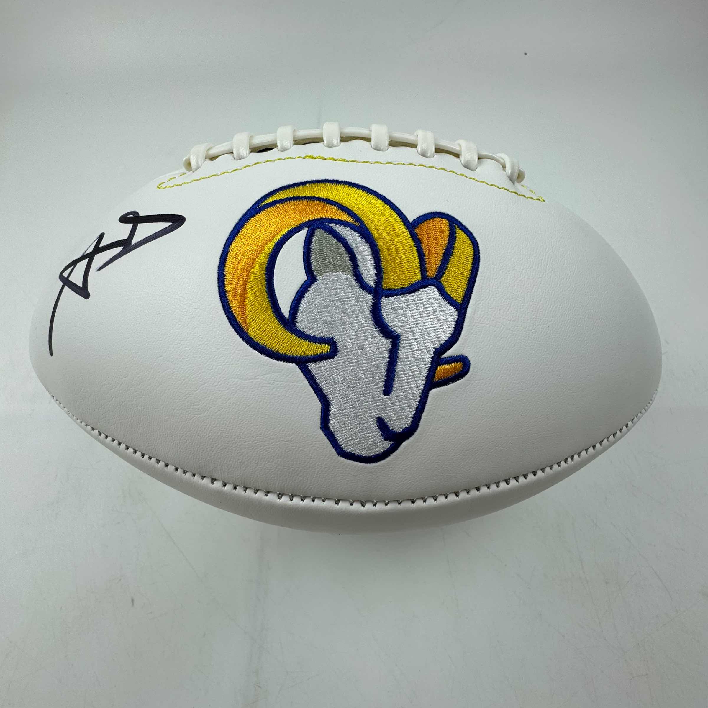 autographed-signed-aaron-donald-los-angeles-rams-full-size-f-s-white-panel-logo-football-beckett-coa
