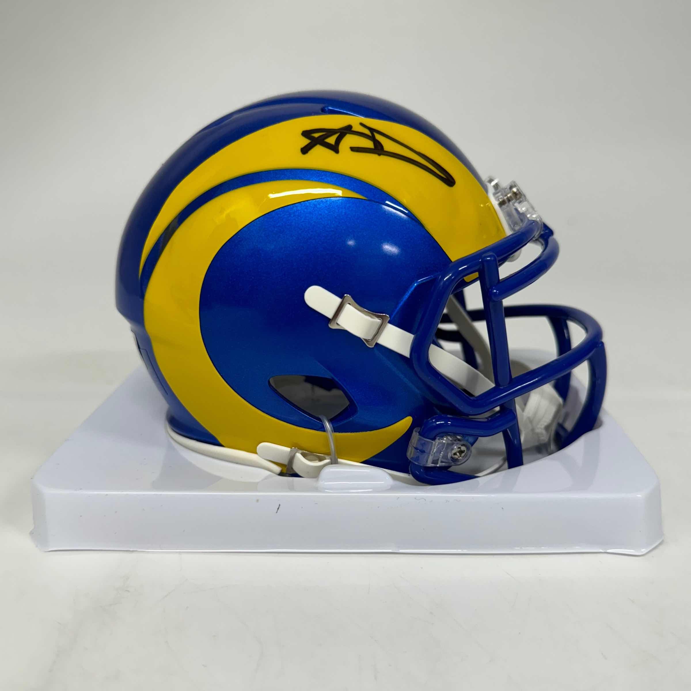 autographed-signed-aaron-donald-los-angeles-rams-speed-mini-football-helmet-beckett-coa