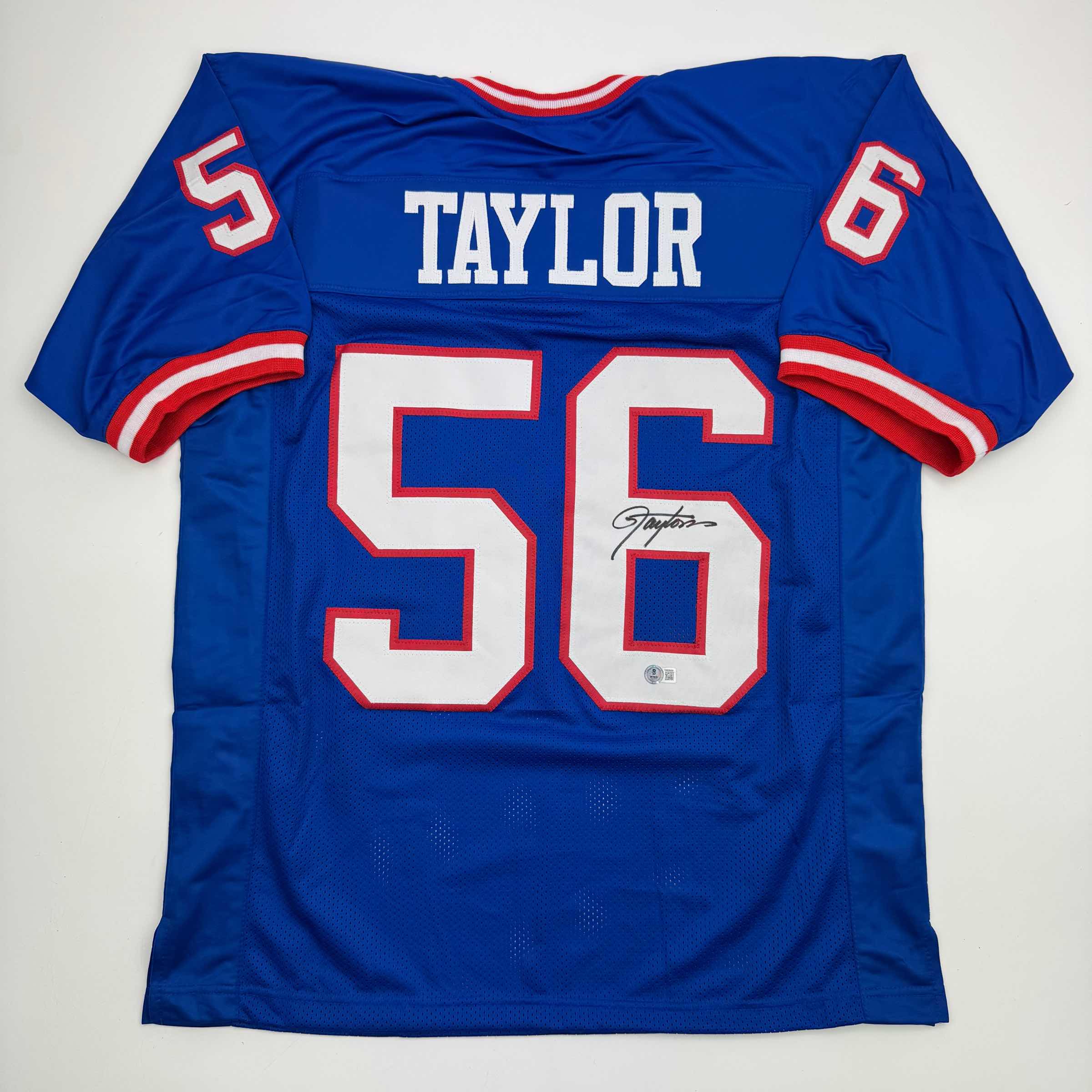 autographed-signed-lawrence-taylor-new-york-blue-football-jersey-beckett-bas-coa