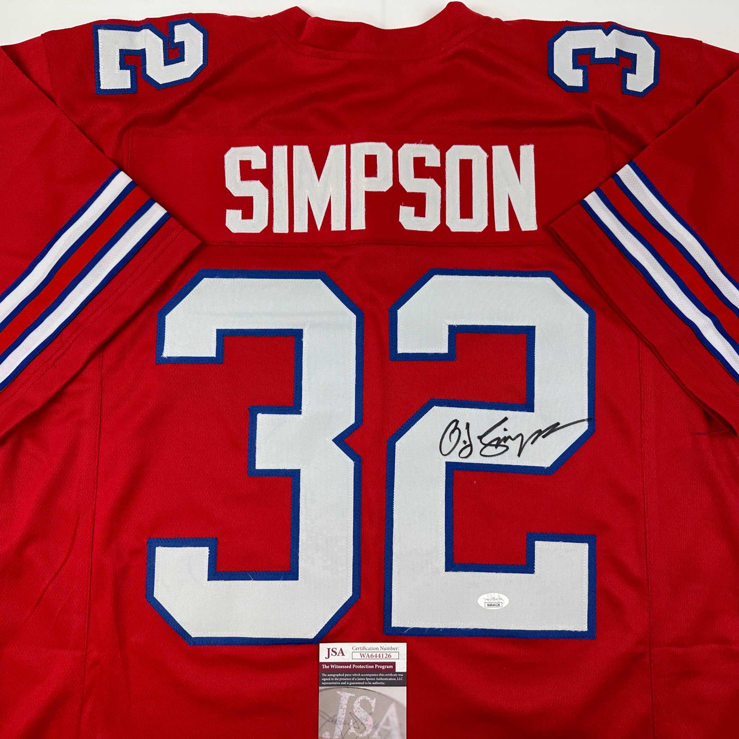 autographed-signed-oj-o-j-simpson-buffalo-red-football-jersey-jsa-coa