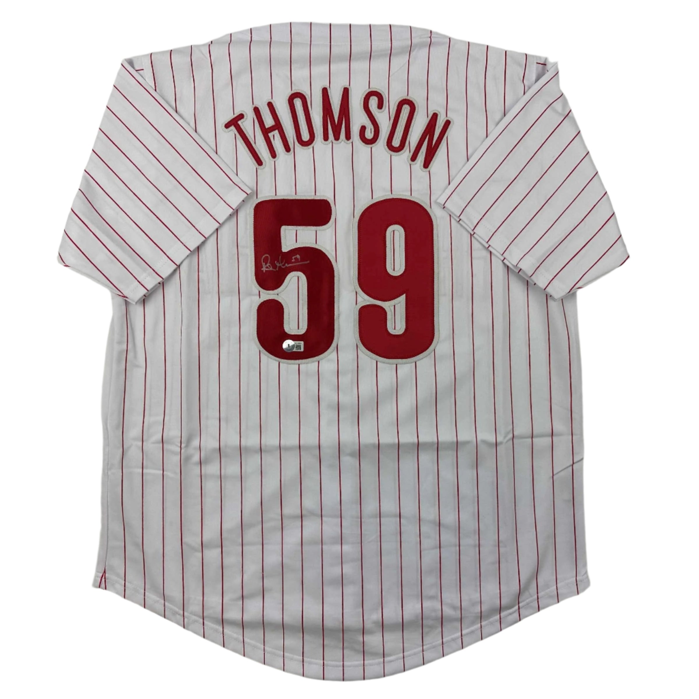 autographed-signed-rob-thomson-philadelphia-pinstripe-baseball-jersey-beckett-bas-coa