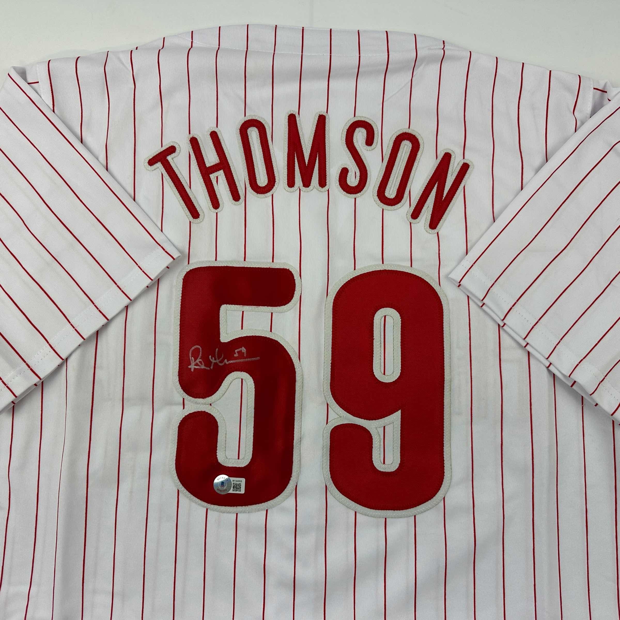 autographed-signed-rob-thomson-philadelphia-pinstripe-baseball-jersey-beckett-bas-coa