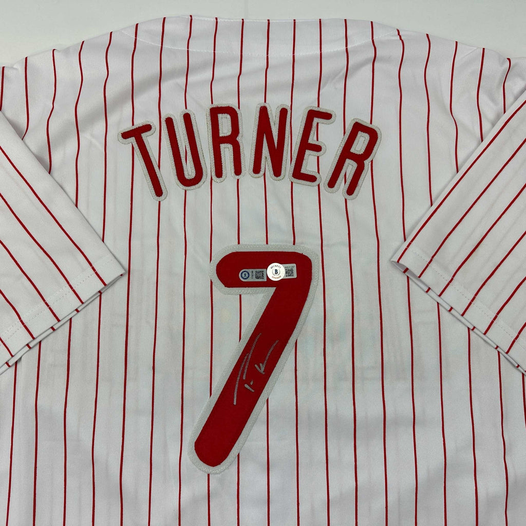 autographed-signed-trea-turner-philadelphia-pinstripe-baseball-jersey-beckett-bas-coa