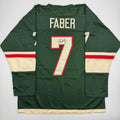 autographed-signed-brock-faber-minnesota-green-hockey-jersey-jsa-coa