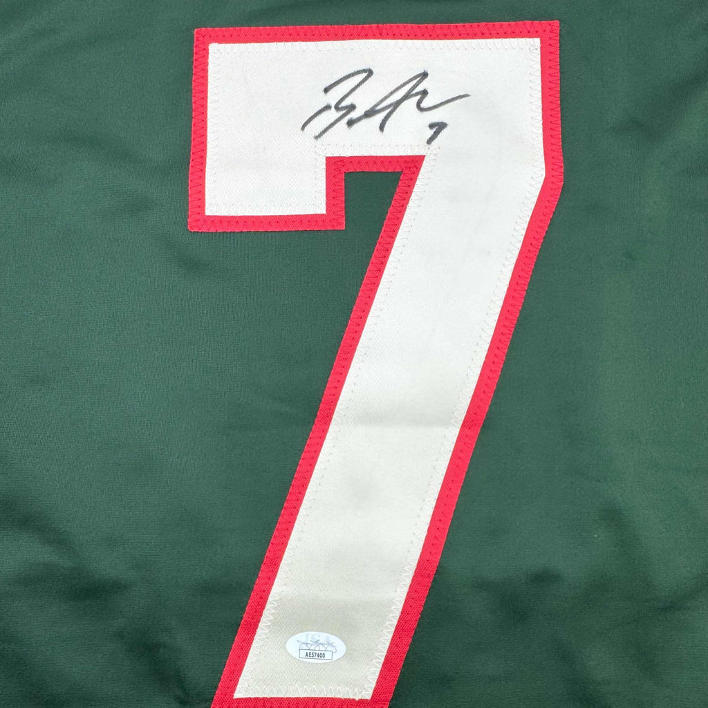 autographed-signed-brock-faber-minnesota-green-hockey-jersey-jsa-coa
