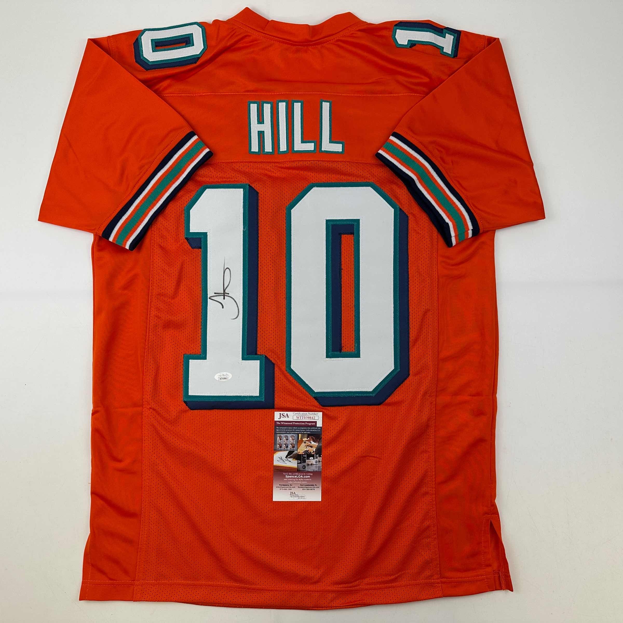 autographed-signed-tyreek-hill-miami-orange-retro-football-jersey-jsa-coa