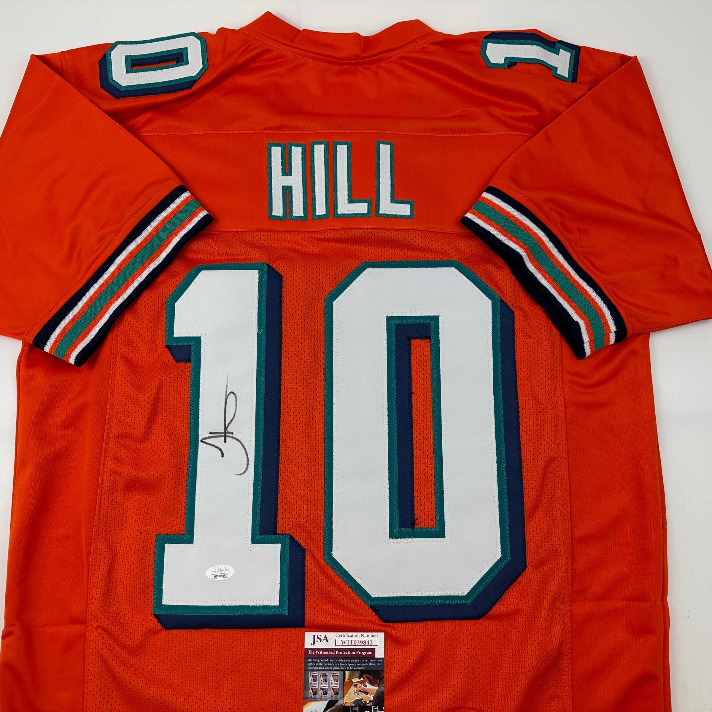 autographed-signed-tyreek-hill-miami-orange-retro-football-jersey-jsa-coa