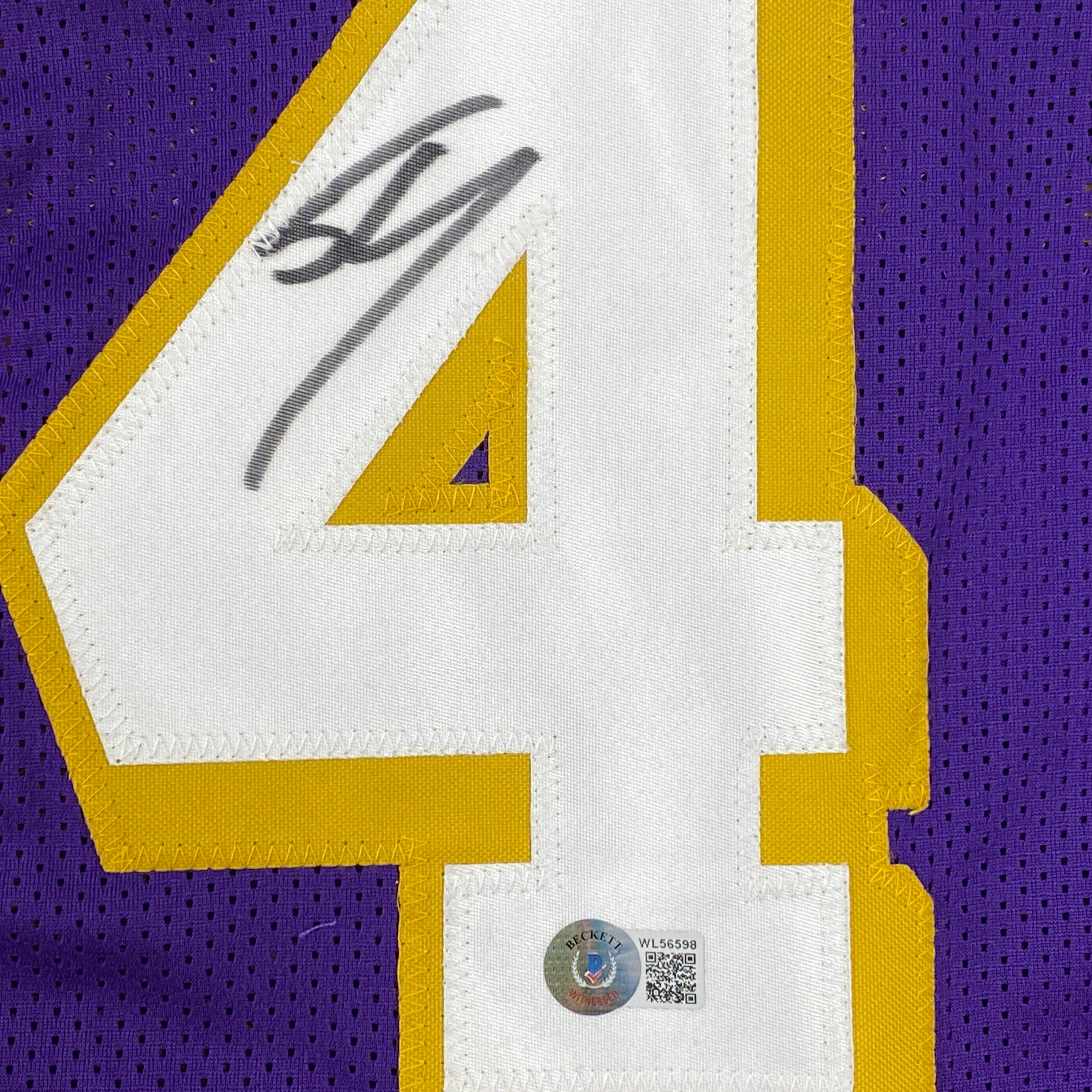 autographed-signed-shaquille-shaq-oneal-los-angeles-la-split-basketball-jersey-beckett-bas-coa