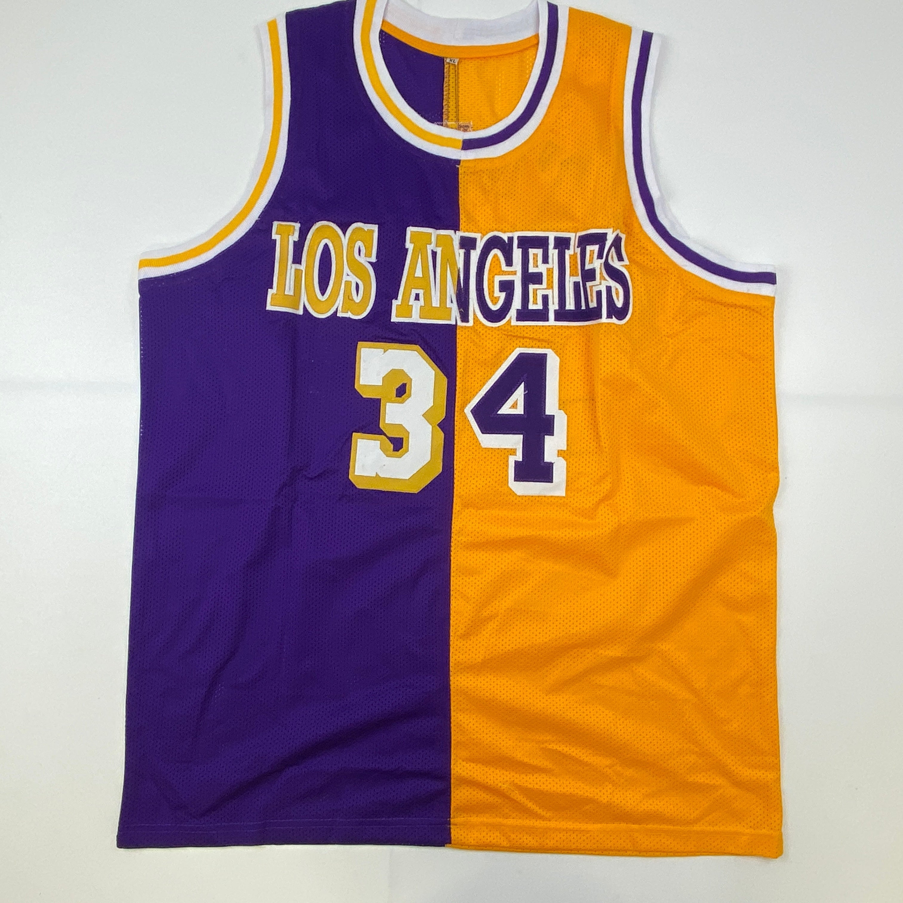 autographed-signed-shaquille-shaq-oneal-los-angeles-la-split-basketball-jersey-beckett-bas-coa