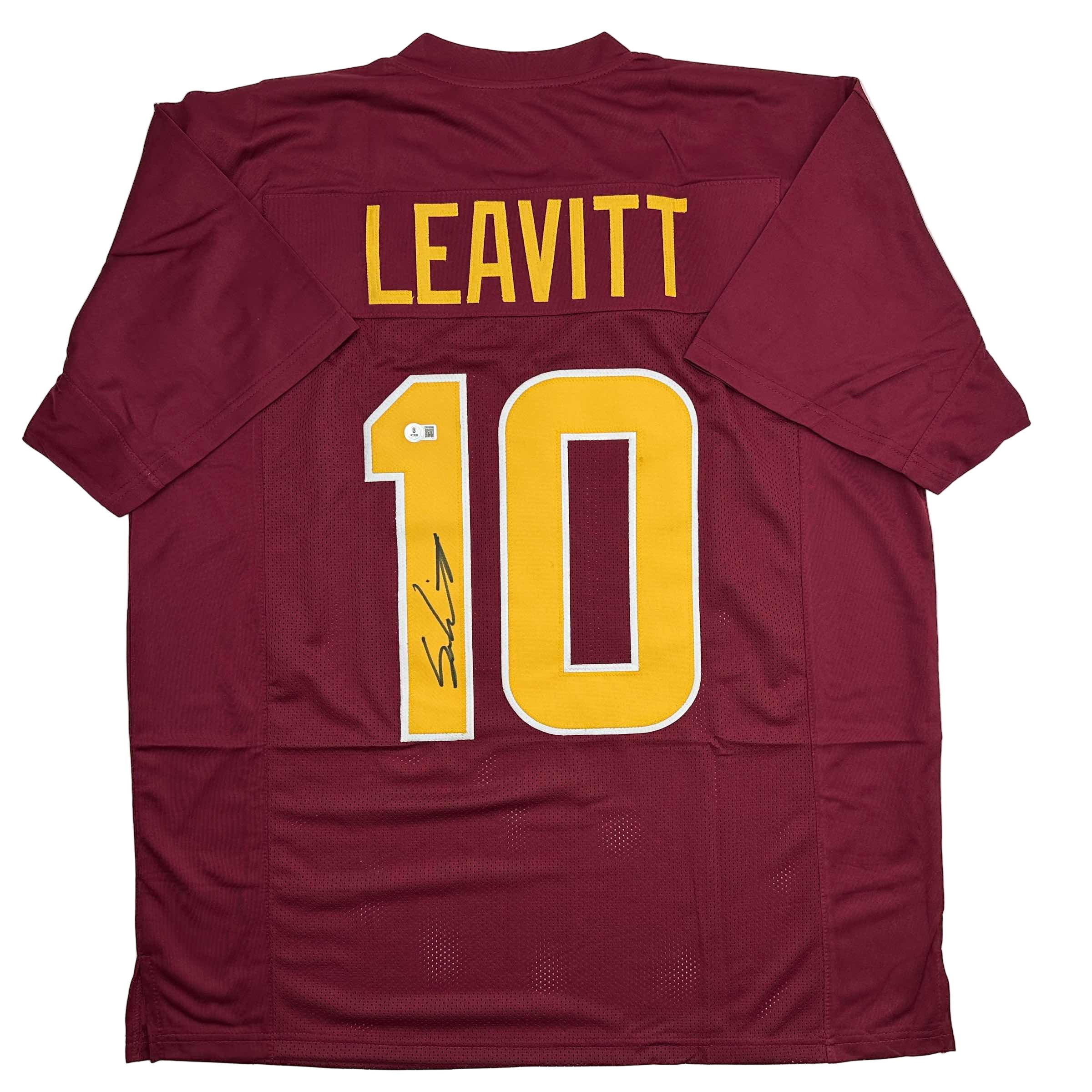 autographed-signed-sam-leavitt-arizona-state-maroon-college-football-jersey-beckett-bas-coa