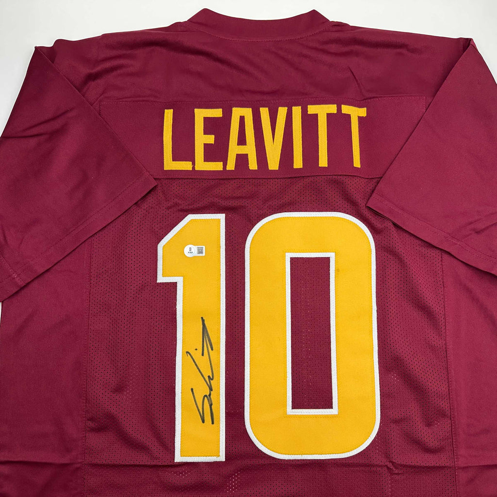 autographed-signed-sam-leavitt-arizona-state-maroon-college-football-jersey-beckett-bas-coa