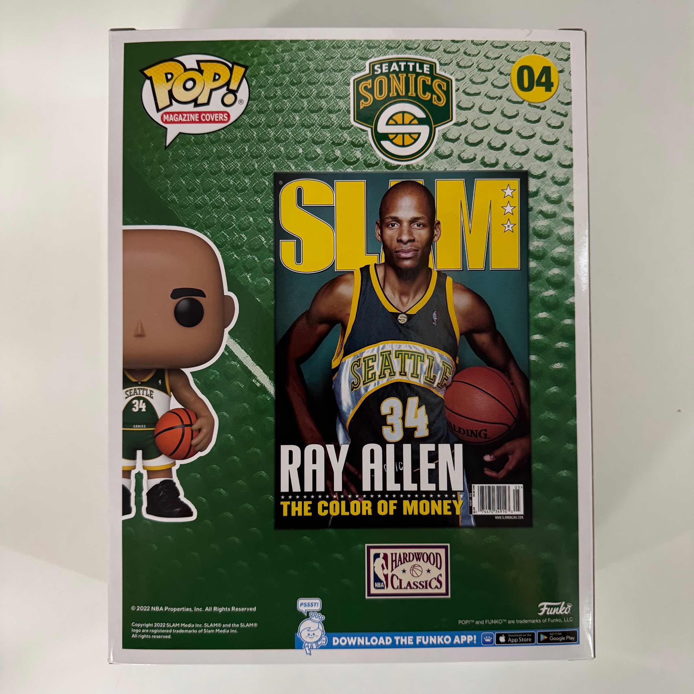autographed-signed-ray-allen-seattle-supersonics-basketball-slam-magazine-cover-funko-pop-04-figurine-jsa-coa