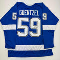 autographed-signed-jake-guentzel-tampa-bay-blue-hockey-jersey-psa-coa