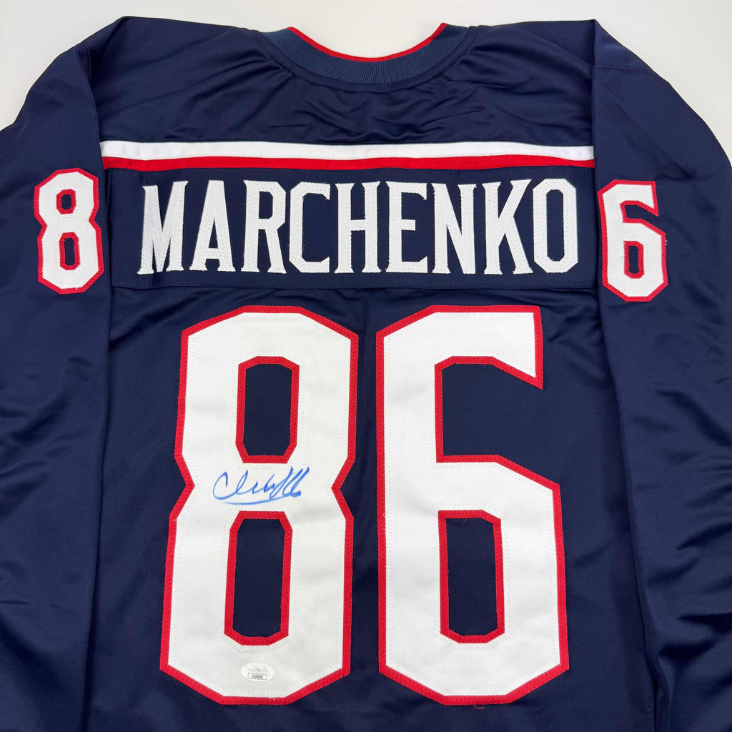 autographed-signed-kirill-marchenko-columbus-blue-hockey-jersey-jsa-coa