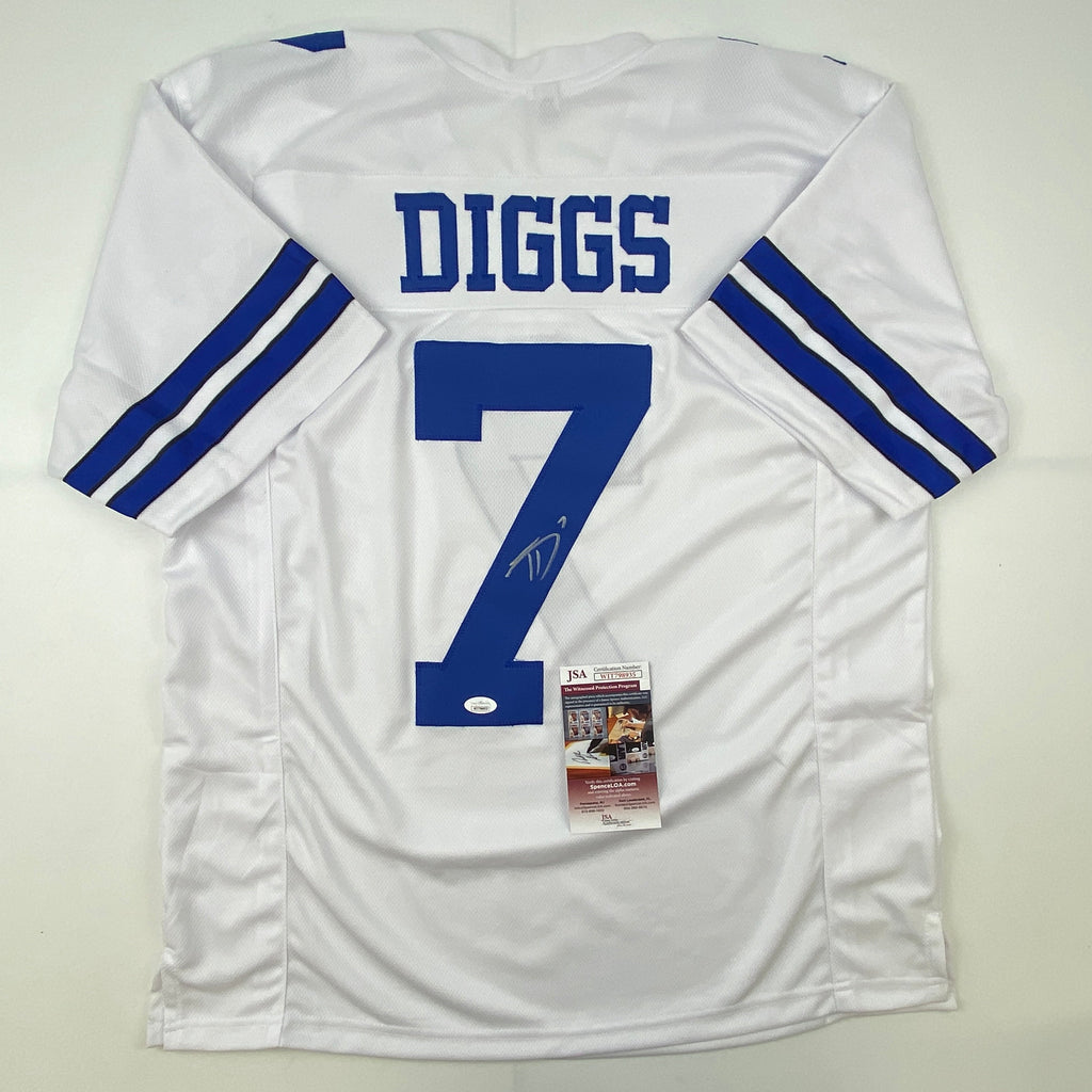 autographed-signed-trevon-diggs-dallas-white-football-jersey-jsa-coa