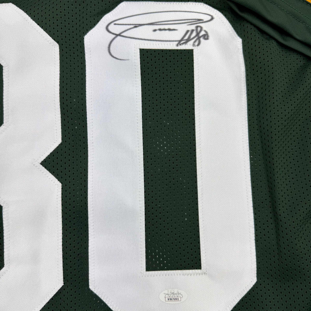 autographed-signed-donald-driver-green-bay-green-football-jersey-jsa-coa