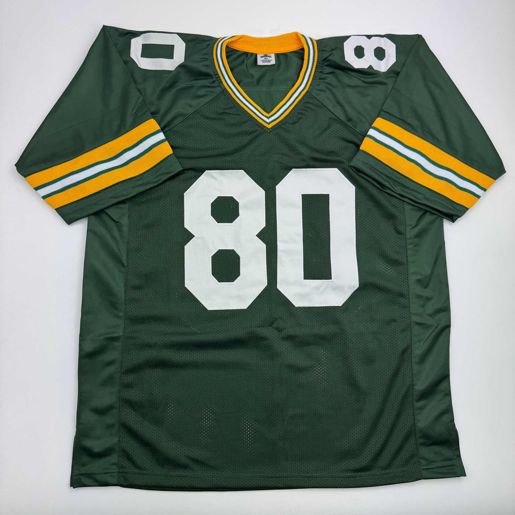 autographed-signed-donald-driver-green-bay-green-football-jersey-jsa-coa