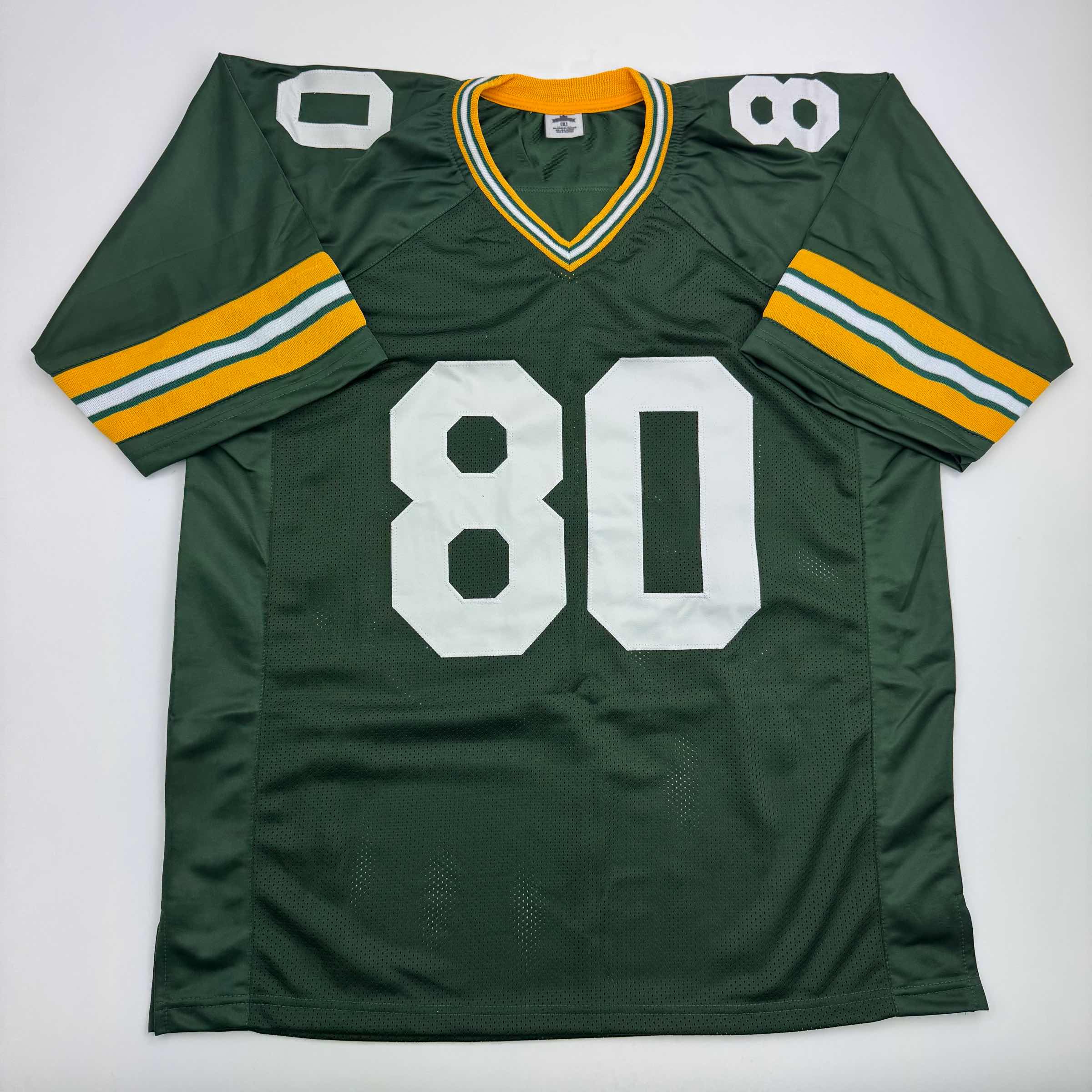 autographed-signed-donald-driver-green-bay-green-football-jersey-jsa-coa