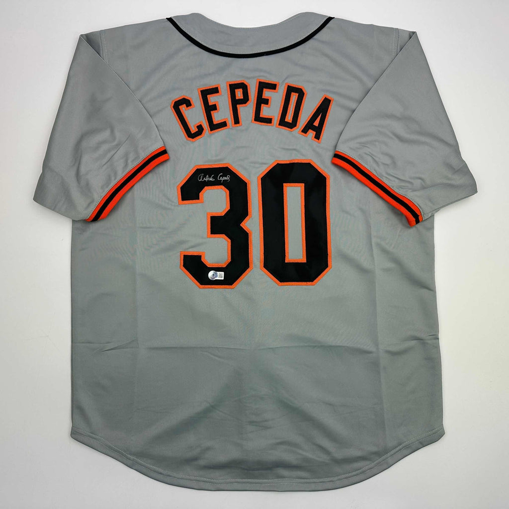 autographed-signed-orlando-cepeda-san-francisco-grey-baseball-jersey-beckett-bas-coa