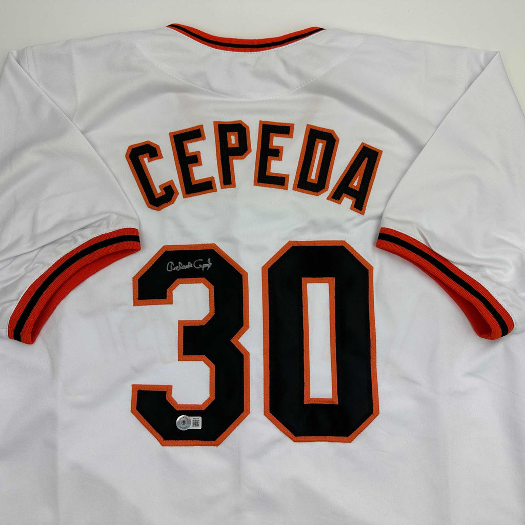 autographed-signed-orlando-cepeda-san-francisco-white-baseball-jersey-beckett-bas-coa