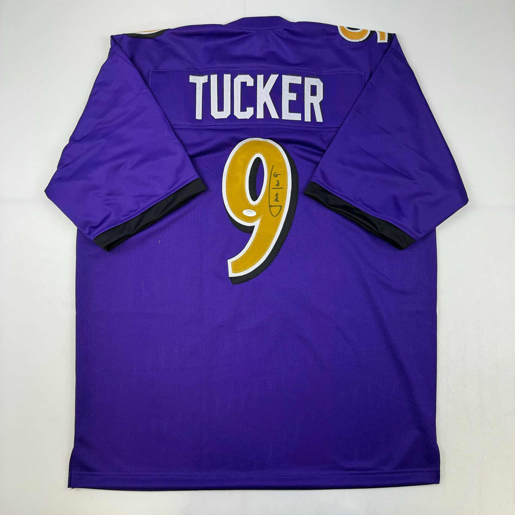 autographed-signed-justin-tucker-baltimore-purple-color-rush-football-jersey-jsa-coa