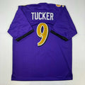 autographed-signed-justin-tucker-baltimore-purple-color-rush-football-jersey-jsa-coa