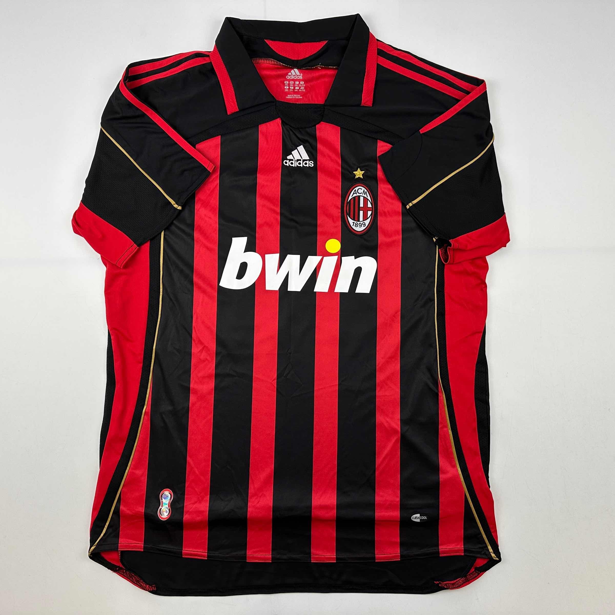 autographed-signed-ricardo-kaka-ac-milan-black-red-soccer-futbol-jersey-beckett-bas-coa