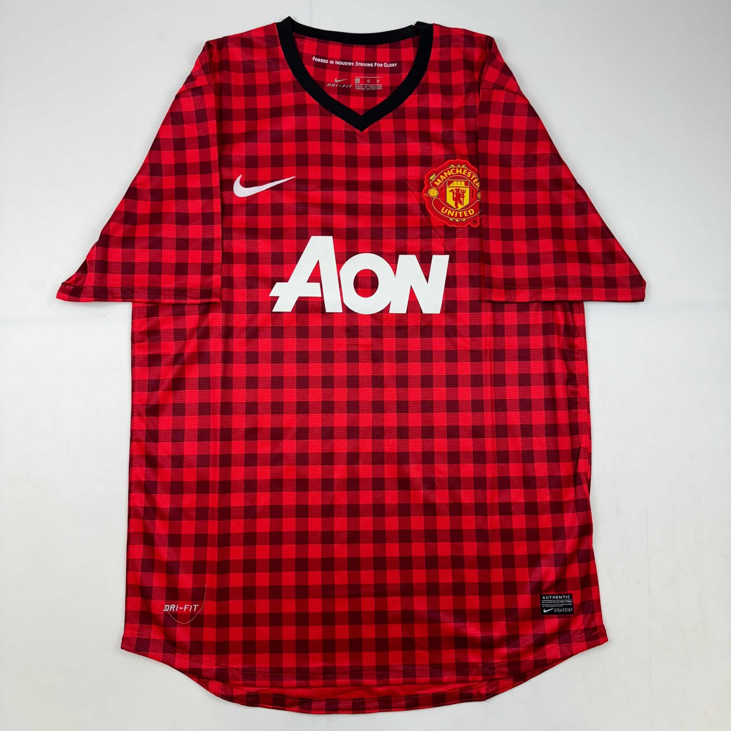 autographed-signed-wayne-rooney-manchester-united-red-checkered-soccer-jersey-beckett-bas-coa